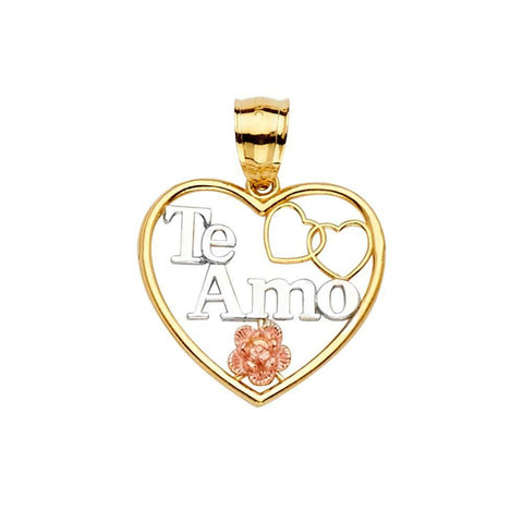14K Gold 20mm Tri Color Te-Amo Pendant