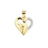 14k Yellow Gold 16mm Mom And Child CZ Assorted Pendant
