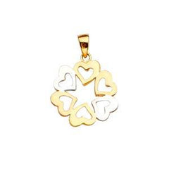14k Tri Color Gold 17mm 6 Hearts Assorted Pendant
