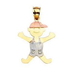 14k Tri Color Gold 21mm Boy Assorted Pendant