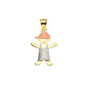 14k Tri Color Gold 12mm Boy Assorted Pendant