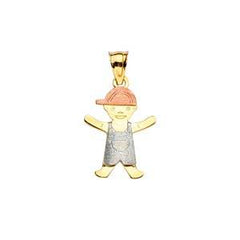 14k Tri Color Gold 12mm Boy Assorted Pendant