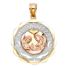 Load image into Gallery viewer, 14K Tri Color 18mm Baptism Religious Pendant - silverdepot