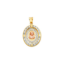 Load image into Gallery viewer, 14K Tricolor Gold Oval Jesus Religious pendant