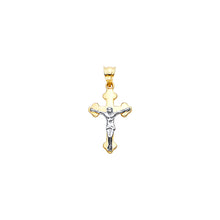 Load image into Gallery viewer, 14K Yellow Gold Crucifix curved Pendant