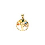14K Yellow Gold Multi Stone Tree Of Life Pendant