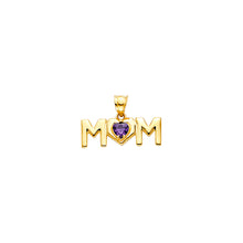 Load image into Gallery viewer, 14K Yellow Gold MOM with Amethyst CZ Pendant