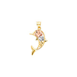 14K Tricolor Gold Dolphin Pendant