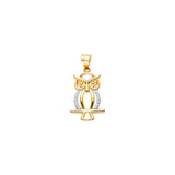 14K Yellow Gold OWL Cz Pendant