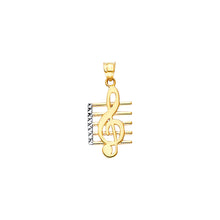 Load image into Gallery viewer, 14K Yellow Gold Music Note on Page Pendant