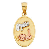 14K Tri Color 10mm Religious Pendant