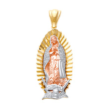 Load image into Gallery viewer, 14K Tricolor Fancy Guadalupe With CZ Pendant Approximately 10 Grams