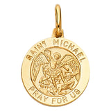 14K Yellow Gold 15mm St. Michael Religious Pendant