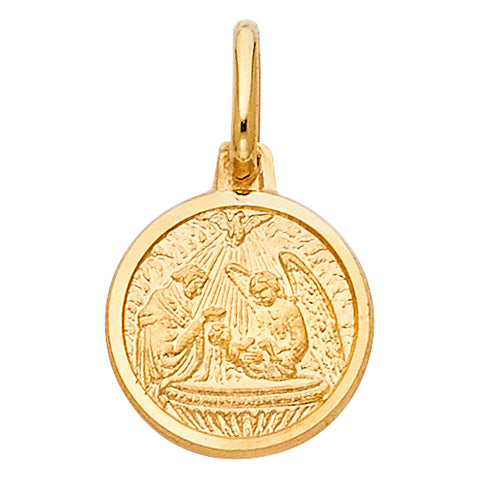 14K Yellow Gold 15mm Baptism Religious Pendant