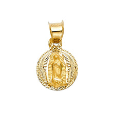Load image into Gallery viewer, 14K Yellow Gold 10mm DC Guadlupe Stamp Religious Pendant