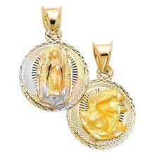 Load image into Gallery viewer, 14K Tri Color 12mm DC Double Side Stamp Religious Pendant - silverdepot
