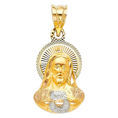 14K Tri Color 12mm DC Jesus Stamp Religious Pendant
