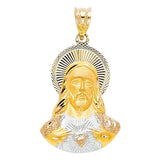 14K Tri Color 18mm DC Jesus Stamp Religious Pendant