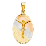 14K Tri Color 17mm DC Jesus Stamp Religious Pendant