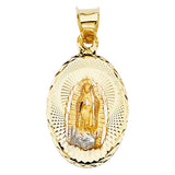 14K Tri Color 14mm DC Guadlupe Stamp Religious Pendant