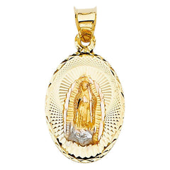 14K Tri Color 14mm DC Guadlupe Stamp Religious Pendant