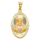 14K Tri Color 17mm DC Jesus Stamp Religious Pendant