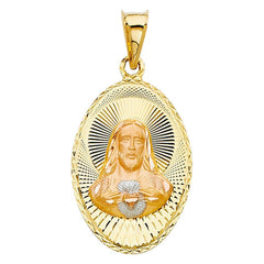 14K Tri Color 17mm DC Jesus Stamp Religious Pendant