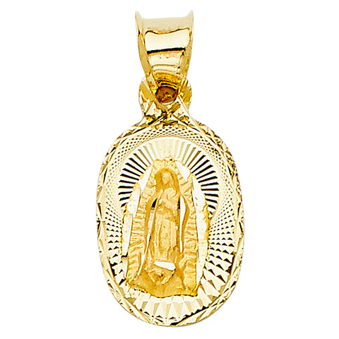 14K Yellow Gold 10mm DC Guadlupe Stamp Religious Pendant