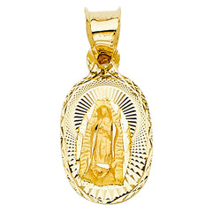 14K Yellow Gold 10mm DC Guadlupe Stamp Religious Pendant