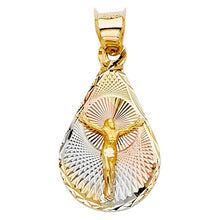 Load image into Gallery viewer, 14K Tri Color 12mm DC Jesus Stamp Religious Pendant - silverdepot