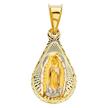 Load image into Gallery viewer, 14K Tri Color 12mm DC Guadlupe Stamp Religious Pendant - silverdepot