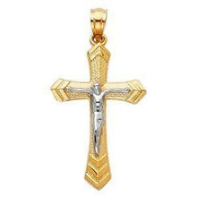 Load image into Gallery viewer, 14K Gold 16mm Two Tone Jesus Crucifix Cross Religious Pendant - silverdepot