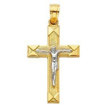 Load image into Gallery viewer, 14K Gold 15mm Two Tone Jesus Crucifix Cross Religious Pendant - silverdepot
