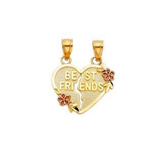 Load image into Gallery viewer, 14k Yellow Gold 17mm "BEST FRIENDS" Broken Heart Pendant