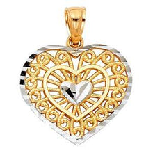 Load image into Gallery viewer, 14k Two Tone Gold 17mm Heart Assorted Pendant