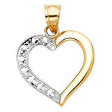 14k Two Tone Gold 20mm Heart Assorted Pendant