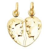 14K Yellow Gold 20mm Broken Heart Pendant