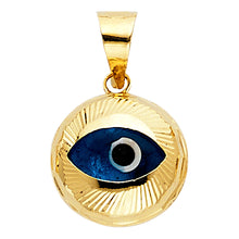 Load image into Gallery viewer, 14K Yellow Gold 13mm Evil Eye Fluted Pendant