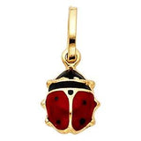14K Yellow Gold 8mm Lady Bug Enamel Pendant