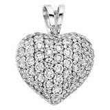14K White Gold 14mm CZ Love Heart Pendant