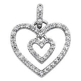 14K White Gold 15mm CZ Love Heart Pendant
