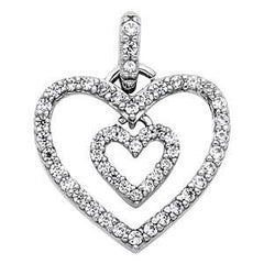 14K White Gold 15mm CZ Love Heart Pendant