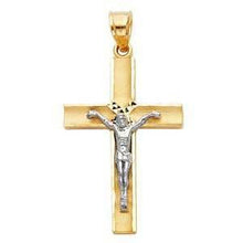 Load image into Gallery viewer, 14K Gold Tri Color 20mm Jesus Crucifix Cross Religious Pendant - silverdepot