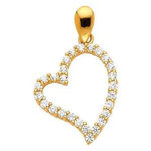 Load image into Gallery viewer, 14K Yellow Gold 15mm CZ Open Heart Pendant