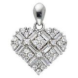 14K White Gold 15mm Hearts CZ Pendant