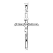 Load image into Gallery viewer, 14K White Gold 20mm Jesus Religious Cross Crucifix Pendant
