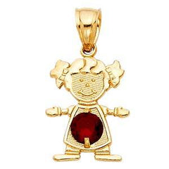 14k Yellow Gold 12mm January Birthstone CZ Girl Pendant