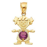 14k Yellow Gold 12mm June Birthstone CZ Girl Pendant