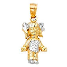 Load image into Gallery viewer, 14k Two Tone Gold 10mm Girl Pendant