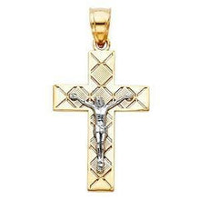 Load image into Gallery viewer, 14K Gold 16mm Two Tone Jesus Crucifix Cross Religious Pendant - silverdepot